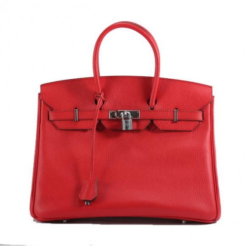 Hermes Birkin 35CM Togo sac à main en cuir 6089 argent rouge