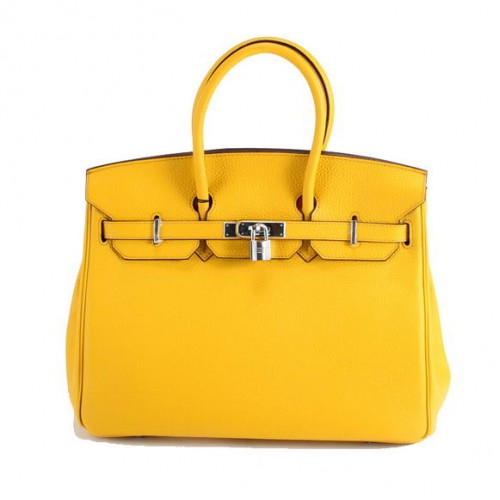 Hermes Birkin 35CM Togo sac à main en cuir 6089 jaune argent