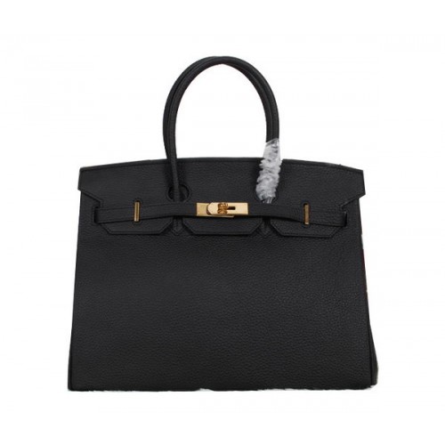 Hermes Birkin 35CM Tote Bag Cuir Clémence Noir H35 Or