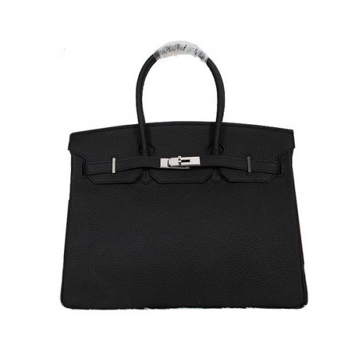 Hermes Birkin 35CM Tote Bag Cuir Clémence Noir H35 Silver