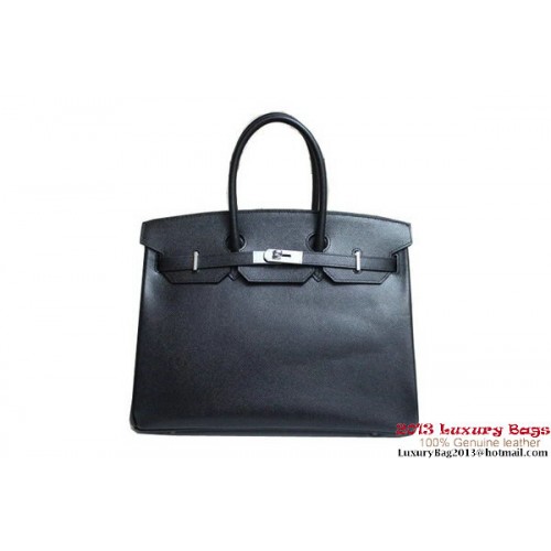 Hermes Birkin 35CM Tote Bag Cuir Clémence Noir H6089 Argent/Or