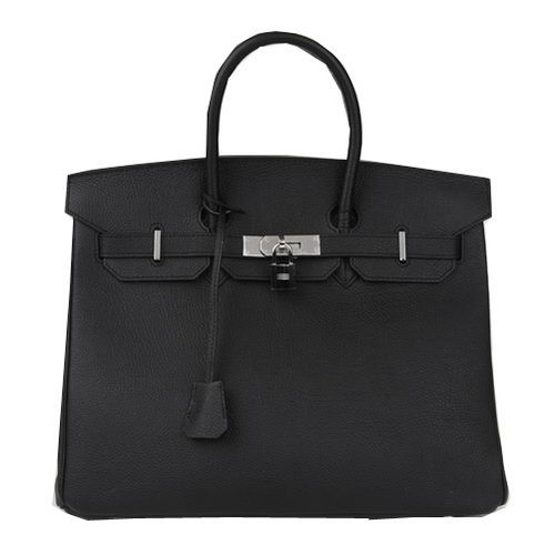 Sac fourre-tout Hermes Birkin 35CM Noir Cuir d'origine H35 Argent