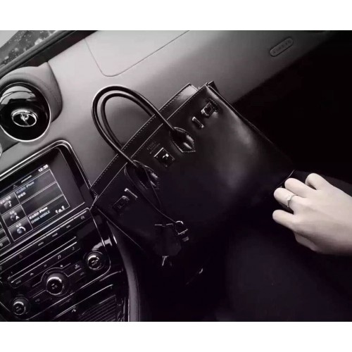 Sac fourre-tout Hermes Birkin 35CM en cuir lisse noir H6089 noir