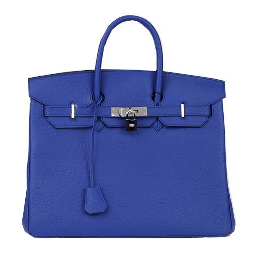 Hermes Birkin 35CM Tote Bag Bleu Cuir d'Origine H35 Argent