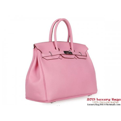 Hermes Birkin 35CM Cabas Clémence Cuir H1035 Rose