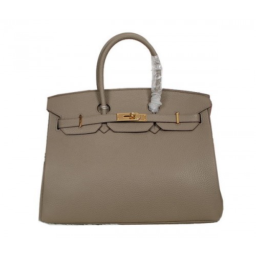 Hermes Birkin 35CM Tote Bag Gris Clémence Cuir H35 Or