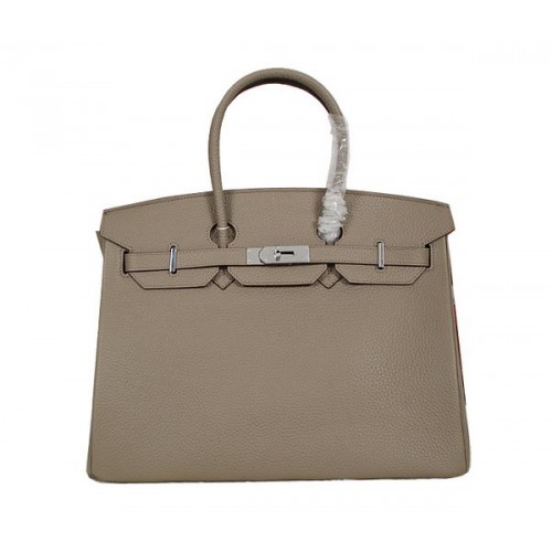 Hermes Birkin 35CM Tote Bag Gris Clémence Cuir H35 Argent