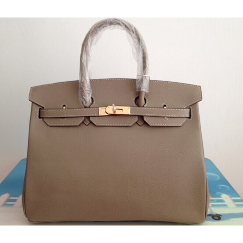 Hermes Birkin 35CM Tote Bag Cuir Clémence Gris H6089 Or