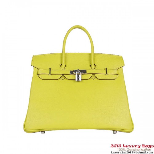 Hermes Birkin 35CM Tote Bag Citron Clémence Cuir H6089 Argent