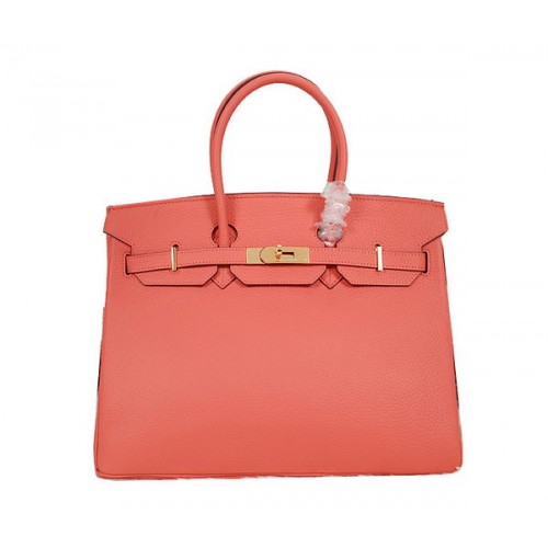 Hermès Birkin 35CM Cabas Cuir Clémence Rouge Clair H35 Or
