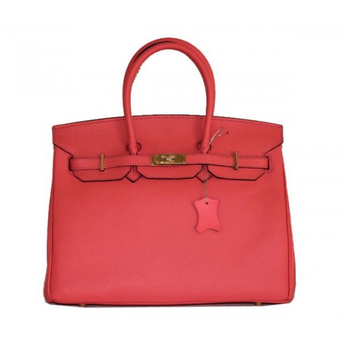 Hermes Birkin 35CM Tote Bag Cuir Clémence Rouge Clair H6089 Or