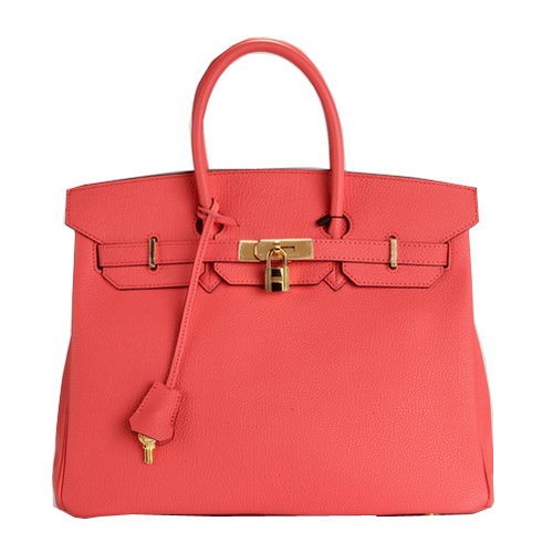 Hermes Birkin 35CM Sac Fourre-tout Rouge Clair En Cuir D'origine H35 Or