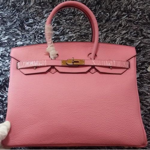 Hermes Birkin 35CM Sac fourre-tout en cuir de litchi HB35GL Rose