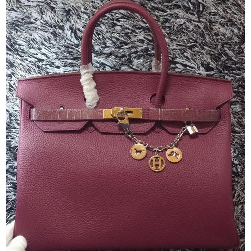 Hermes Birkin 35CM Sac fourre-tout en cuir de litchi HB35GL Violet