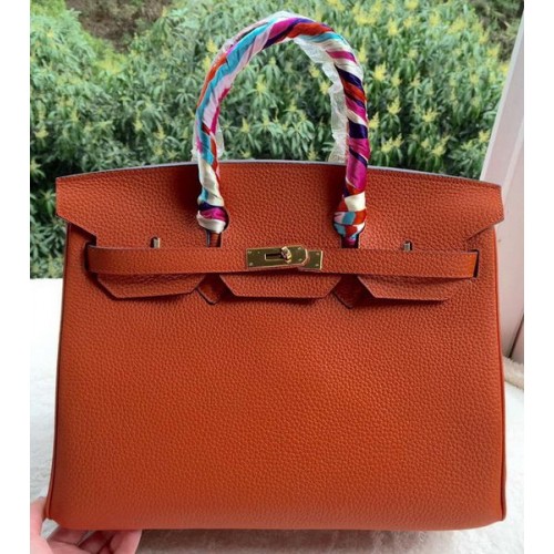 Sac fourre-tout Hermes Birkin 35CM en cuir de veau orange BK35 or