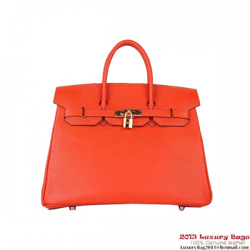 Hermes Birkin 35CM Cabas Orange Clémence Cuir H6089 Or