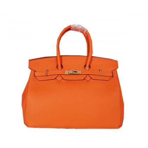 Hermes Birkin 35CM Cabas Orange Original Cuir Grainé H35 Or