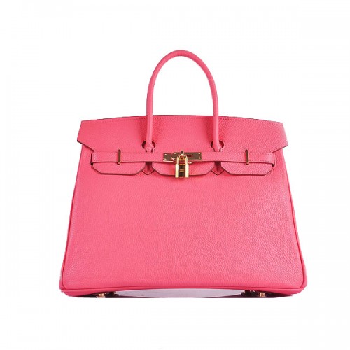 Sac cabas Hermes Birkin 35CM cuir grainé rose H6089 or