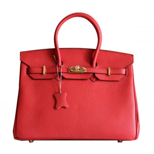 Hermes Birkin 35CM Tote Bag Rouge Clémence Cuir H6089 Or