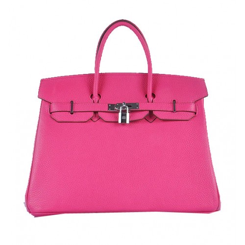 Hermes Birkin 35CM Tote Bag Rosy cuir granuleux argent