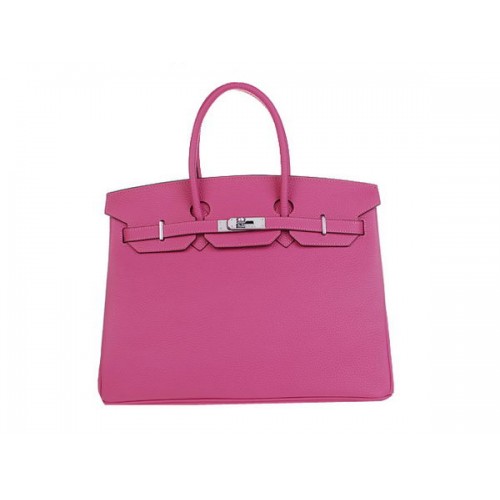 Hermes Birkin 35CM Tote Bag Rosy Original Cuir H35 Argent