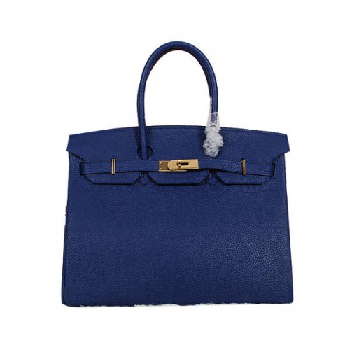 Hermes Birkin 35CM Tote Bag RoyalBlue Clémence Cuir H35 Or