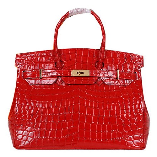 Hermes Birkin 35CM Tote Bag Shiny Croco Leather H35C Rouge