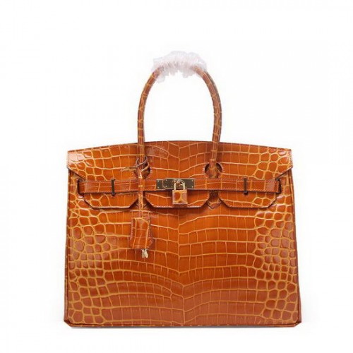 Hermes Birkin 35CM Tote Bag Wheat Iridescent Croco Leather Gold