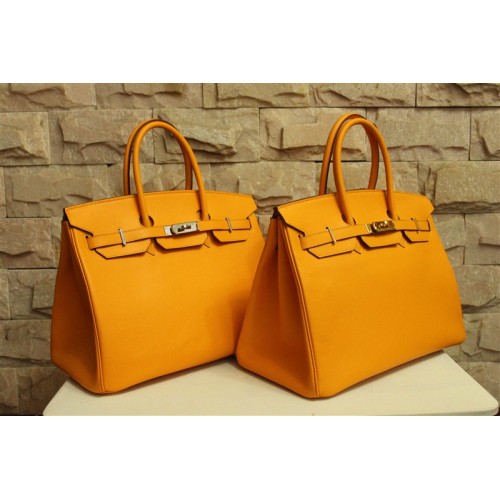 Hermes Birkin 35CM Tote Bag Cuir Clémence Jaune H6089 Or/Argent