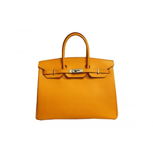 Hermes Birkin 35CM Tote Bag Jaune Cuir d'Origine BK35 Or