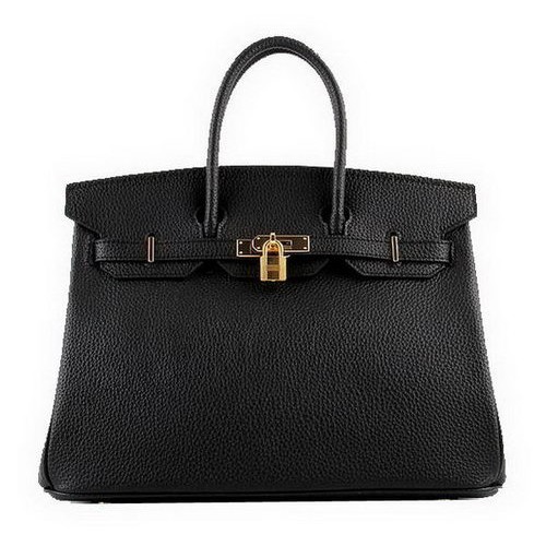 Hermes Birkin 35CM Sacs fourre-tout en cuir grainé noir H-35 Or