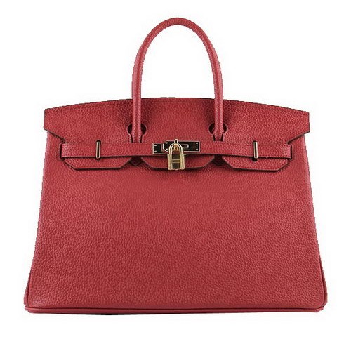 Hermes Birkin 35CM Sacs fourre-tout en cuir grainé rouge H-35 Or