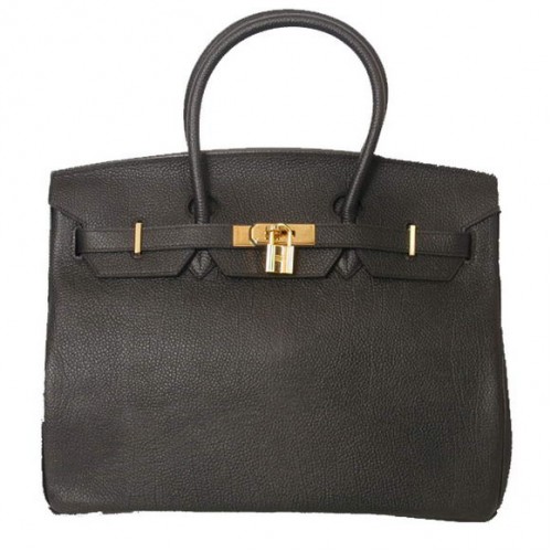Hermes Birkin 35CM Tote Bags Cuir lisse Togo Noir Doré