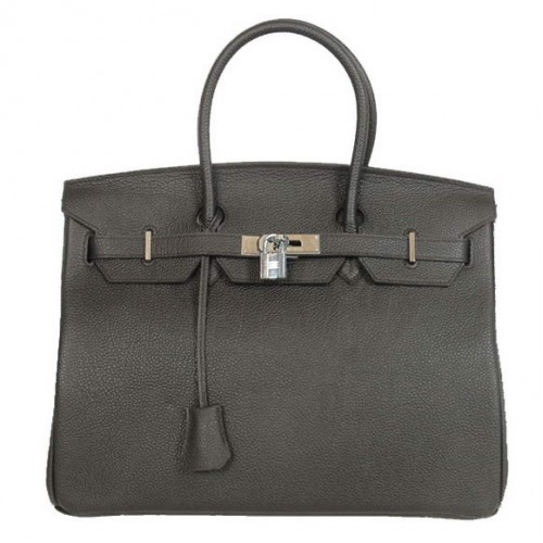 Hermes Birkin 35CM Tote Bags Cuir lisse Togo Noir Argent
