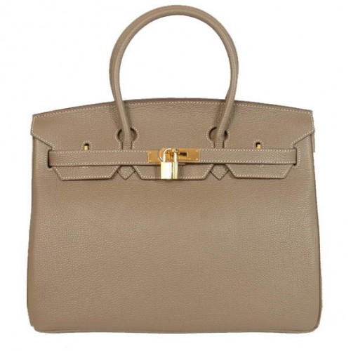 Hermes Birkin 35CM Sacs fourre-tout en cuir lisse Togo gris foncé doré