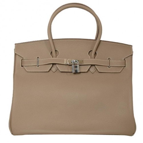 Hermes Birkin 35CM Sacs fourre-tout en cuir lisse Togo gris foncé argent