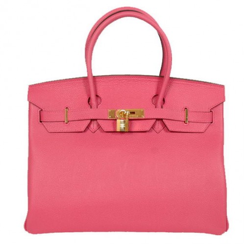 Hermes Birkin 35CM Tote Bags Cuir lisse Togo Pêche Doré