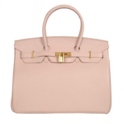 Hermes Birkin 35CM Tote Bags Cuir lisse Togo Rose Doré