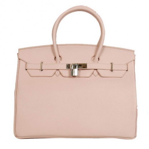 Hermes Birkin 35CM Tote Bags Cuir lisse Togo Rose Argent