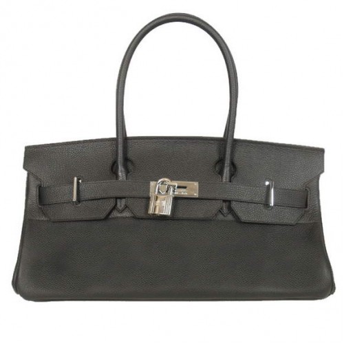 Hermes Birkin 42cm JPG Birkin Togo Sac en cuir noir Matériel argenté