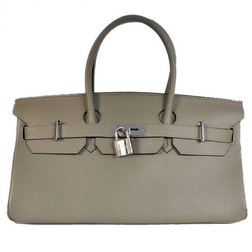 Hermes Birkin 42cm JPG Birkin Togo sac en cuir gris matériel argenté