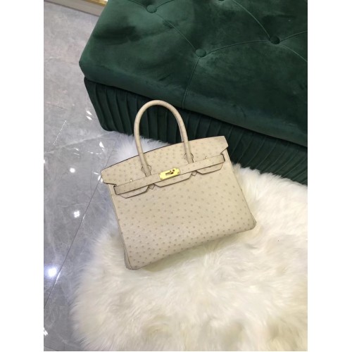 Hermes Birkin Bag Original cuir peau d'autruche HBK2530 crème