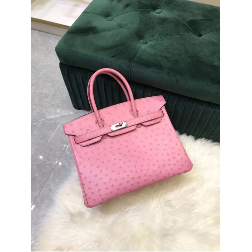Hermes Birkin Bag Original cuir peau d'autruche HBK2530 rose