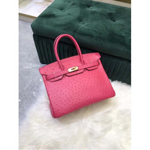 Hermes Birkin Bag Original cuir peau d'autruche HBK2530 rose