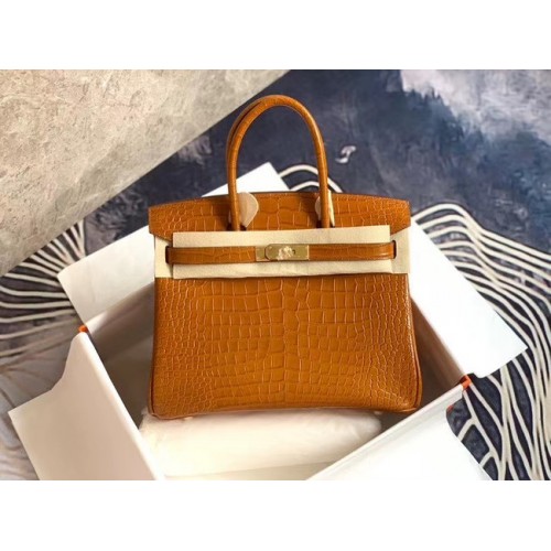 Sac Hermes Birkin Original Cuir crocodile HBK35 marron