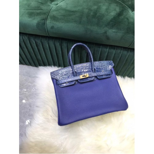 Sac Hermès Birkin Original Cuir crocodile togo HBK2530 Bleu