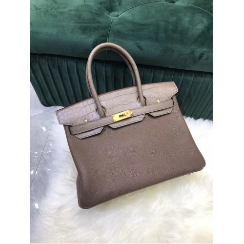 Sac Hermes Birkin Original Cuir crocodile togo HBK2530 gris