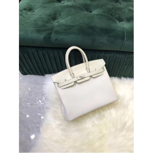 Sac Hermès Birkin Original Cuir crocodile togo HBK2530 &blanc