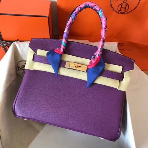 Hermes Birkin Tote Bag Original Cuir Togo BK35 violet