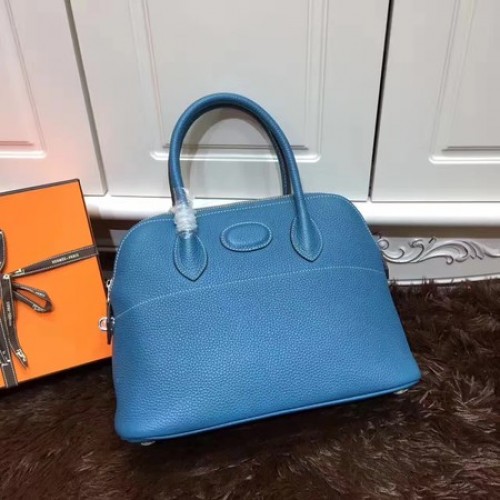 Hermes Bolide 31CM Sac fourre-tout en cuir de veau B3302 Bleu